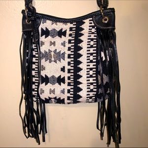 Crossbody Aztec print purse with fringe